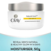 Olay Natural Aura Day Cream with SPF 15 | Glowing Radiance Cream - 50g (Pack of 2)